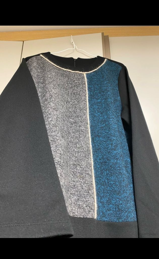 거의 새상품 모 혼방 소재 배색 블라우스/티 77 사이즈(100) 이미지