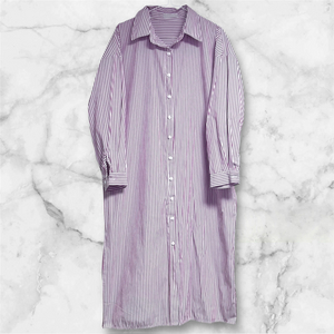 아뮤즈 롱 셔츠 원피스 보라 스트라이프 55~88 프리사이즈