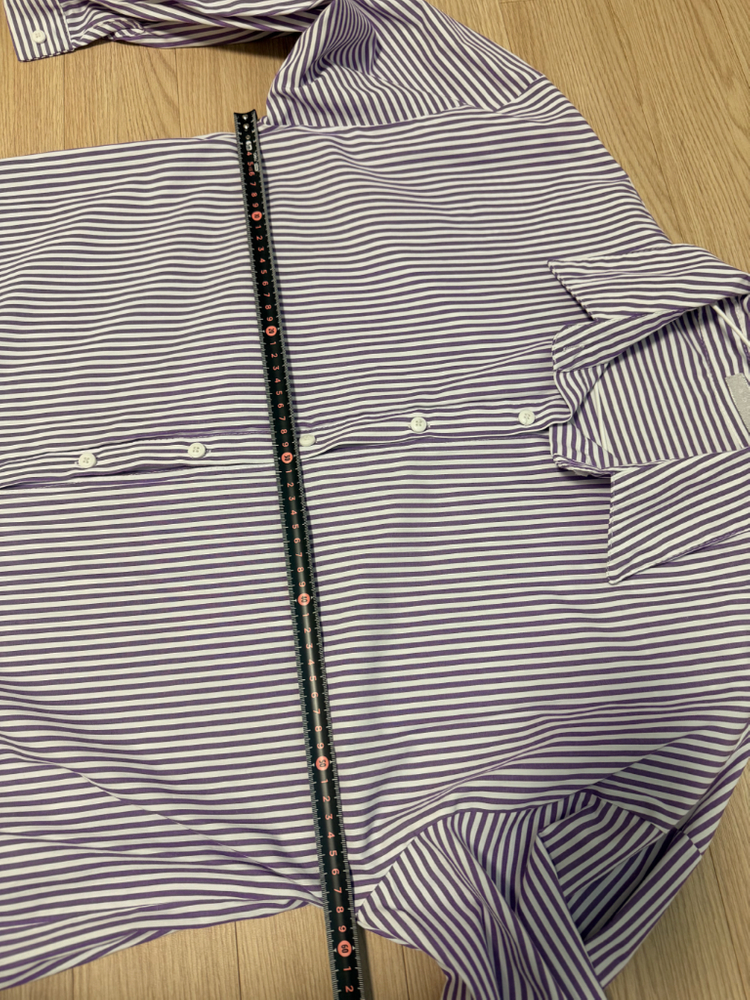 아뮤즈 롱 셔츠 원피스 보라 스트라이프 55~88 프리사이즈--2