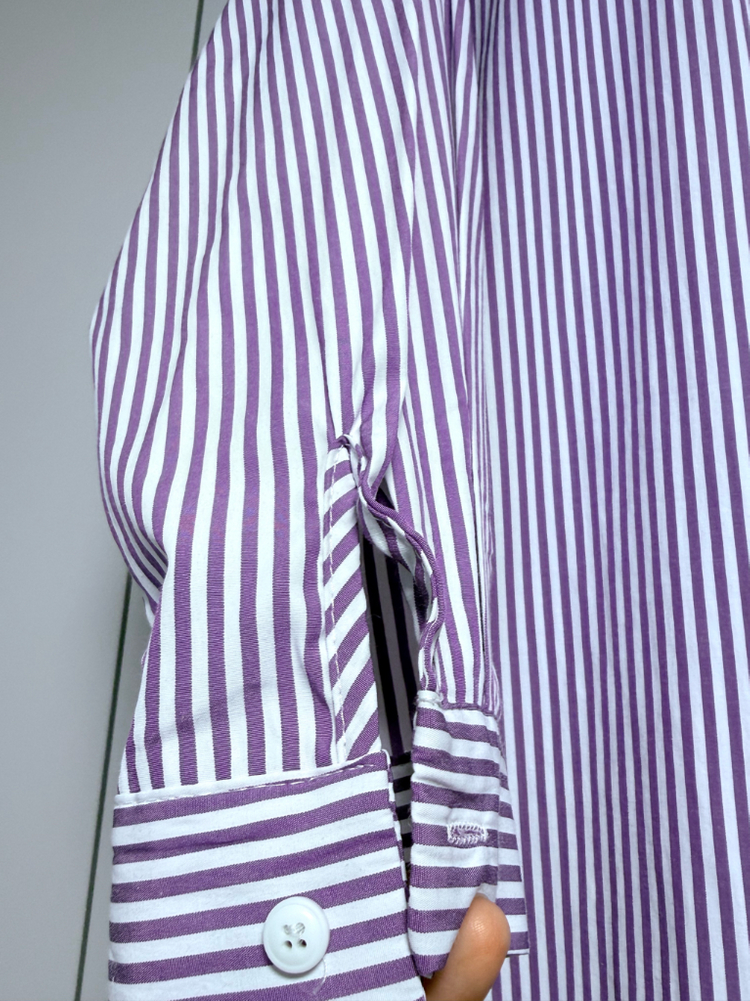아뮤즈 롱 셔츠 원피스 보라 스트라이프 55~88 프리사이즈--5