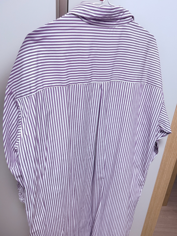 아뮤즈 롱 셔츠 원피스 보라 스트라이프 55~88 프리사이즈--6