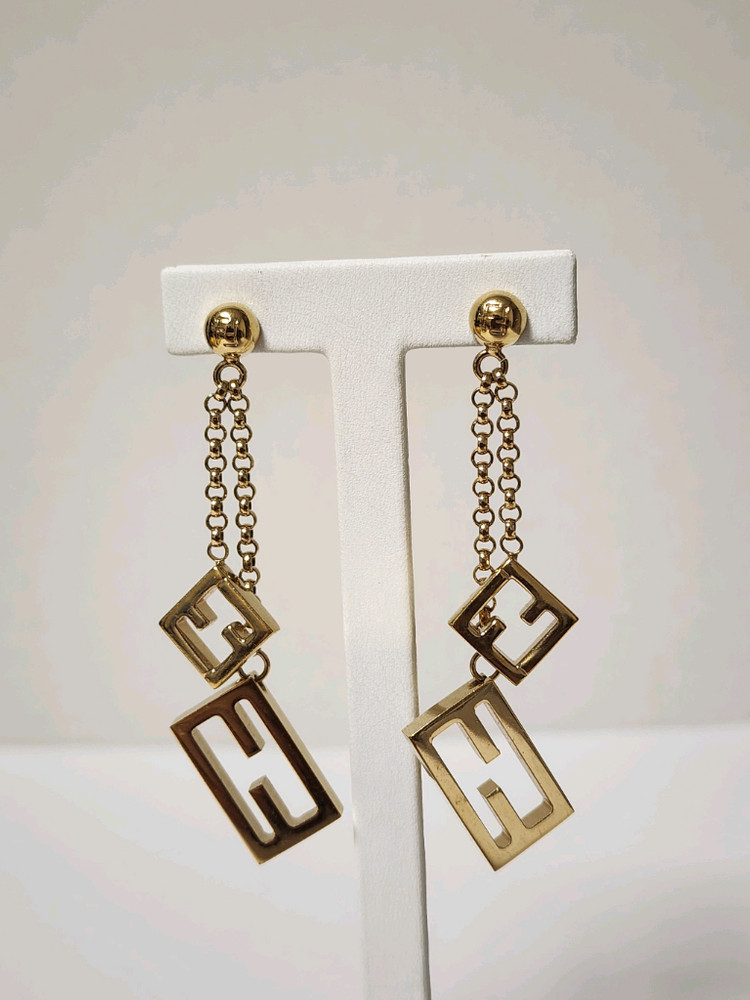 펜디 FF 로고 체인 드롭 귀걸이--6