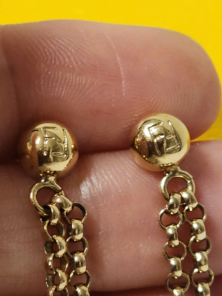 펜디 FF 로고 체인 드롭 귀걸이--7