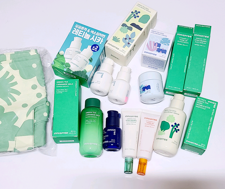 이니스프리 묶음 그린티 씨드 세럼 크림 비타씨 톤업선크림 레티놀 이미지