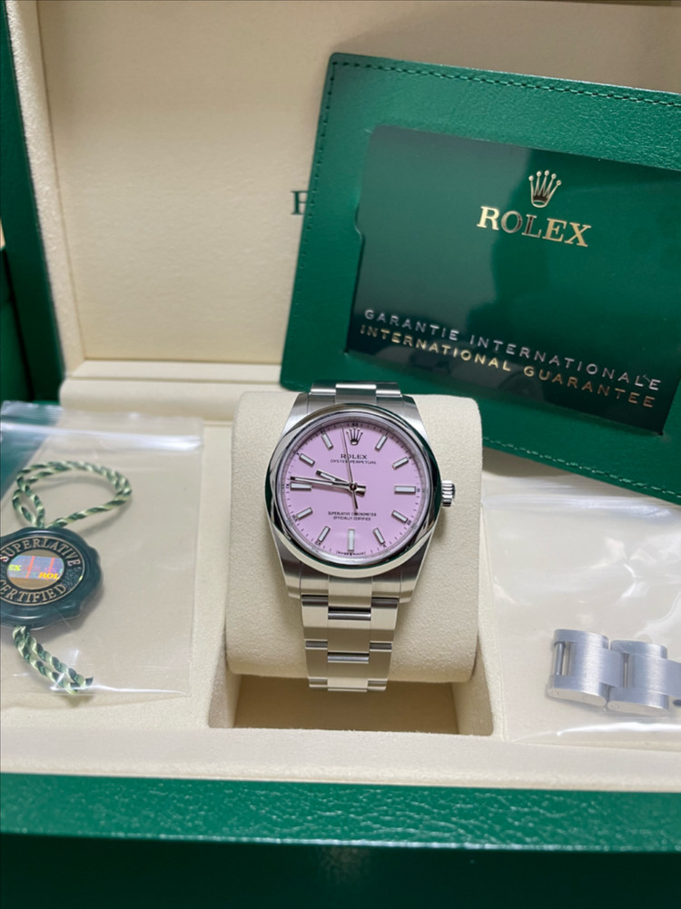 로렉스 124200 오이스터 퍼페츄얼 34mm 캔드핑크 판매--1