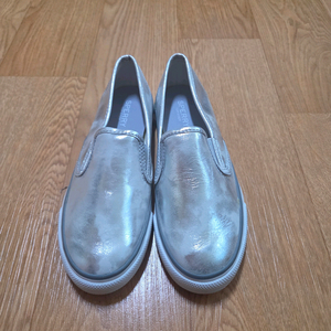 스페리 실버 가죽 슬립온 스니커즈 225