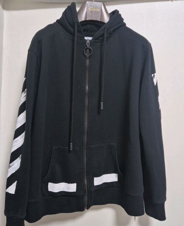 오프화이트 블랙 브러쉬 애로우 후드집업!최상품! 이미지