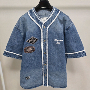 25ss 우영미 코듀로이 데님 베이스볼 반팔 셔츠 50사이즈 105