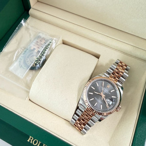 롤렉스 데이트저스트 로골(에버로즈) 36 슬레이트 바인덱스 이미지