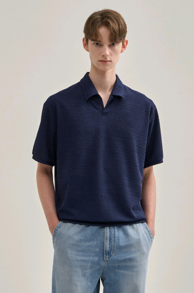 타임옴므 25SS 테리 하프 슬리브 네이비 [100] 이미지