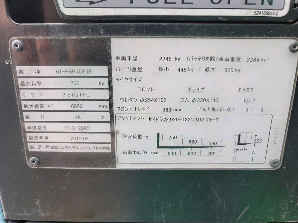 신차급 스미토모 1.5톤 6M3단 입식지게차 판매 이미지