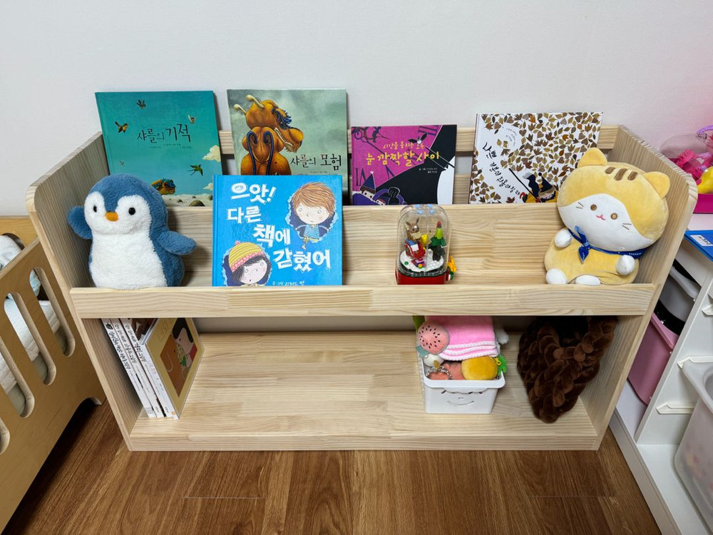 원목 선반형 전면 책장 (새제품) 이미지