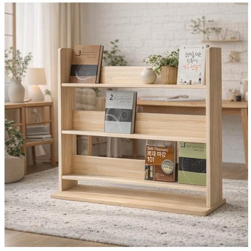 원목 전면 책장 (새제품) 이미지