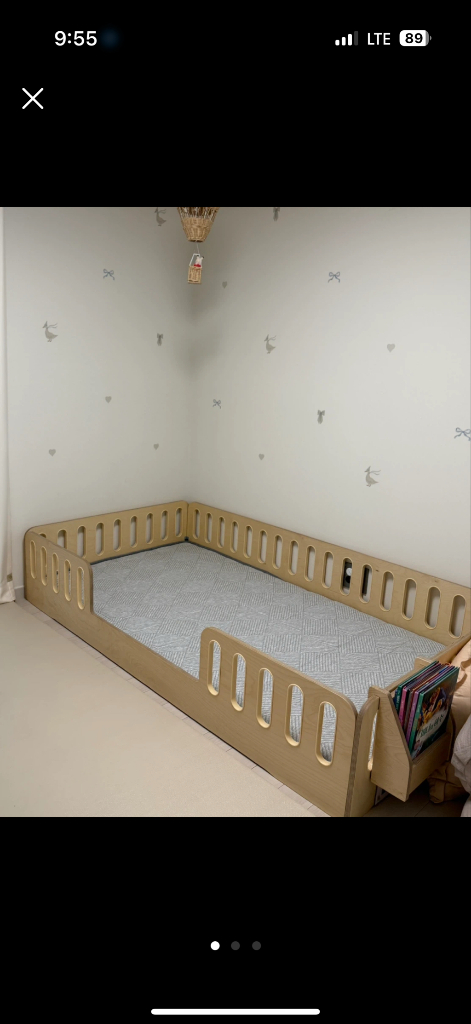 새제품) 신생아부터 초딩까지 사용 가능 슈퍼싱글 아기침대, 매트리스 팔아요 이미지