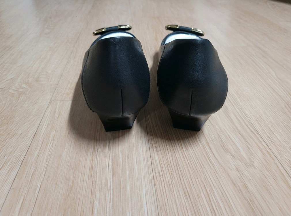 여성)블랙 플랫 슈즈 단화(새상품250m) 이미지