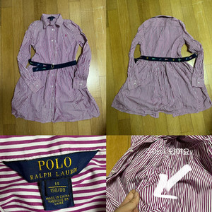 무료배송) 여아 폴로 랄프로렌 스트라이프 셔츠 원피스 이미지