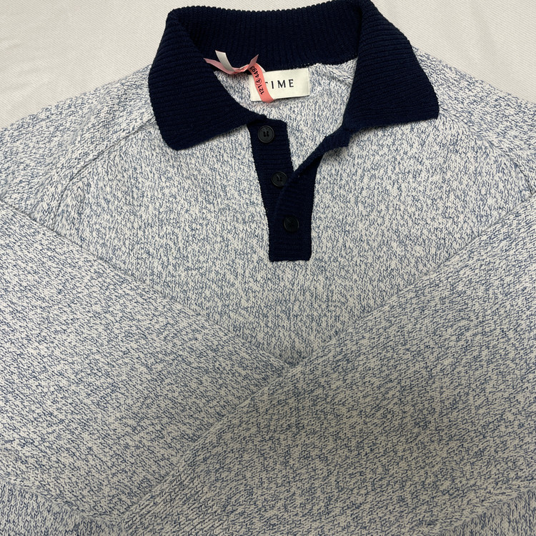 타임옴므 멜란지 블록 카라 니트 탑 (25SS) 이미지