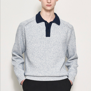 타임옴므 멜란지 블록 카라 니트 탑 (25SS) 이미지