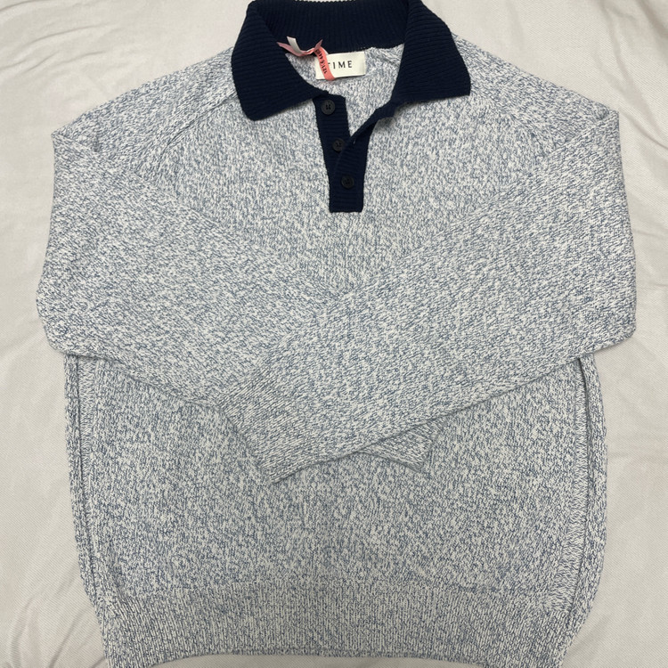 타임옴므 멜란지 블록 카라 니트 탑 (25SS) 이미지