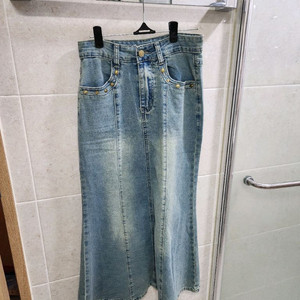 (S)뒷트임 데님 청 롱스커트 머메이드핏 청치마 이미지