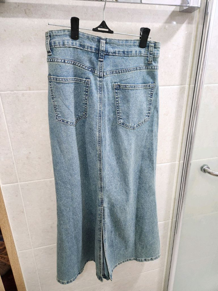(S)뒷트임 데님 청 롱스커트 머메이드핏 청치마 이미지