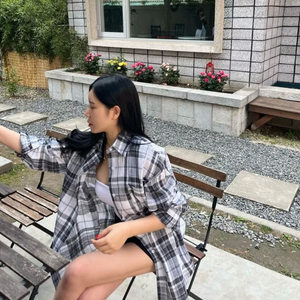 루던 박시핏 린넨 체크남방 *여름셔츠,린넨남방,린넨셔츠,타탄셔츠,체크셔츠,박시핏,오버핏 이미지