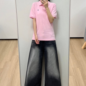 폴로 랄프로렌 네이비 포니 핑크 반팔 카라티 이미지