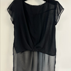 자라 쉬폰 시스루 블라우스 사이즈 xs 이미지