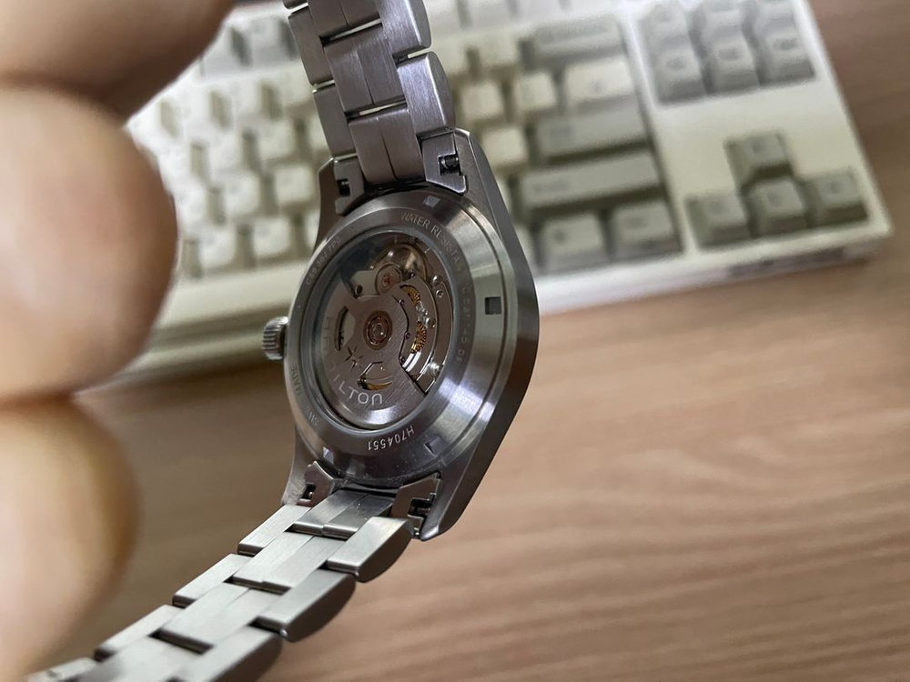 해밀턴 카키필드 오토매틱 38mm 스테인리스 스틸 검정 이미지