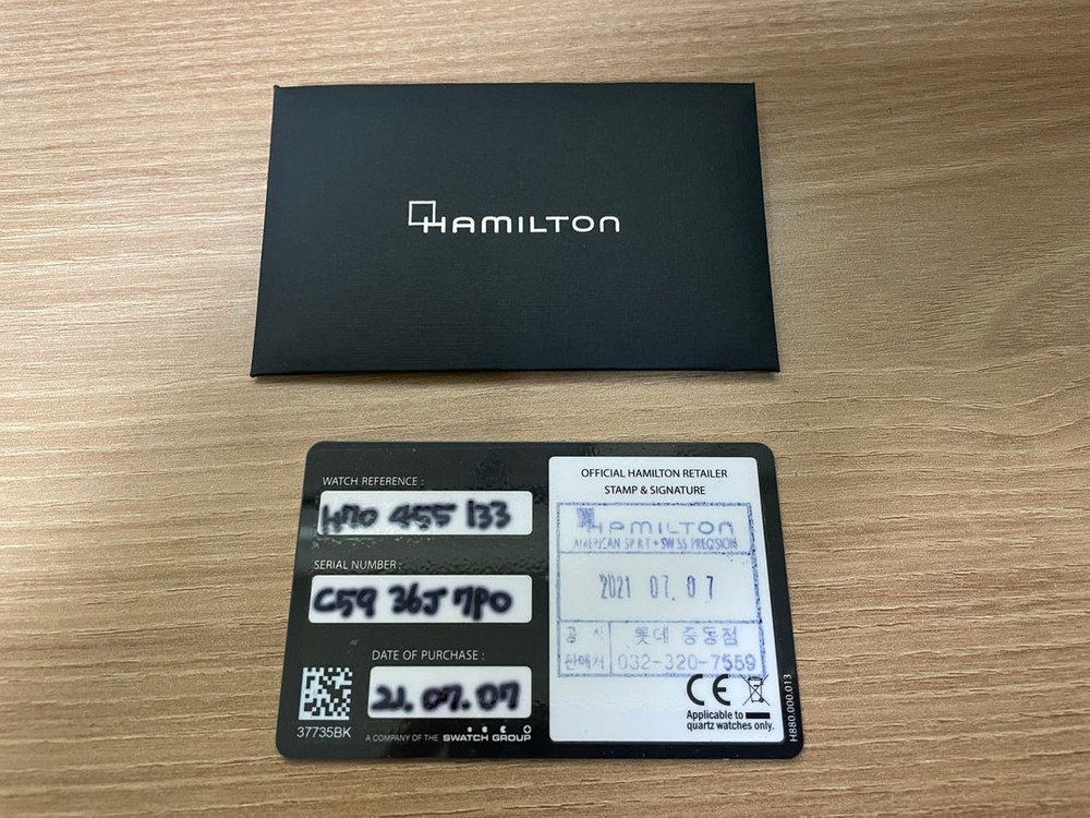 해밀턴 카키필드 오토매틱 38mm 스테인리스 스틸 검정 이미지