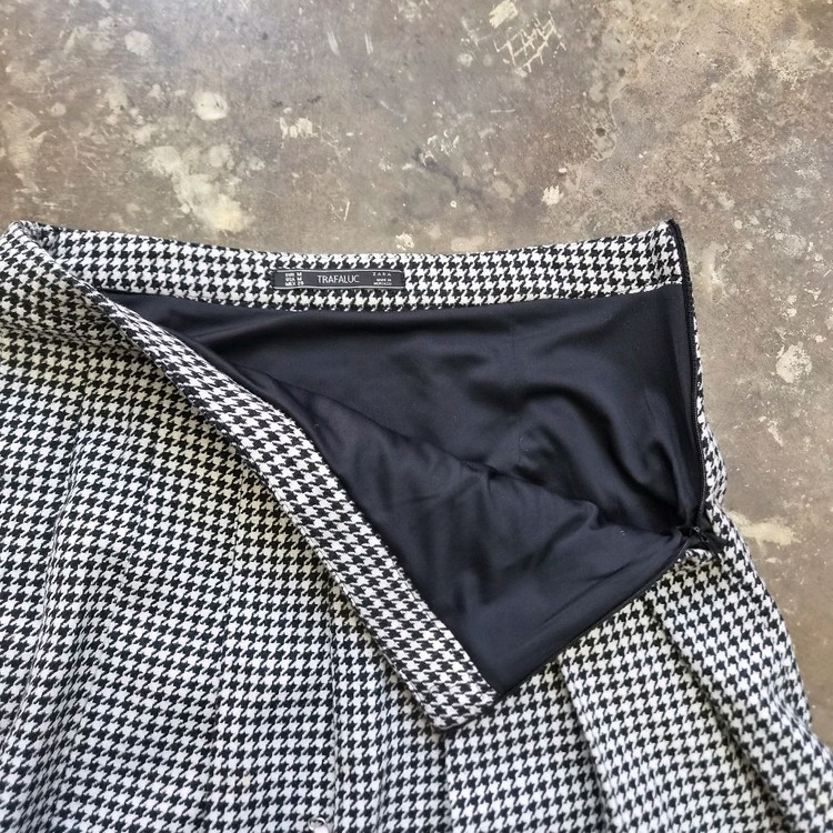 M) ZARA 자라 하운드투스 체크 플리츠 스커트 이미지