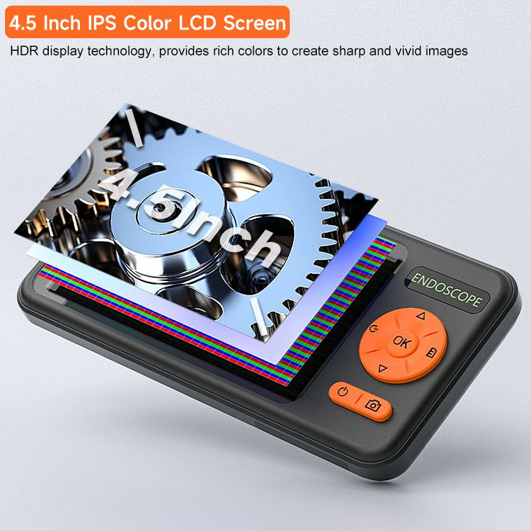 새상품] 오토포커스렌즈5MP 사진,녹화 SD 초고화질 내시경카메라5M 4.5인치 누수탐지 배관검사 이미지