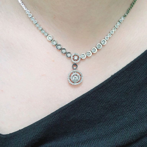 14k 화이트골드 다이아몬드 목걸이 팔찌 세트 이미지