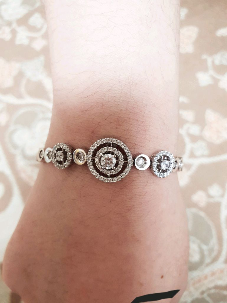 14k 화이트골드 다이아몬드 목걸이 팔찌 세트 이미지