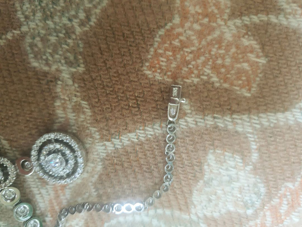 14k 화이트골드 다이아몬드 목걸이 팔찌 세트 이미지