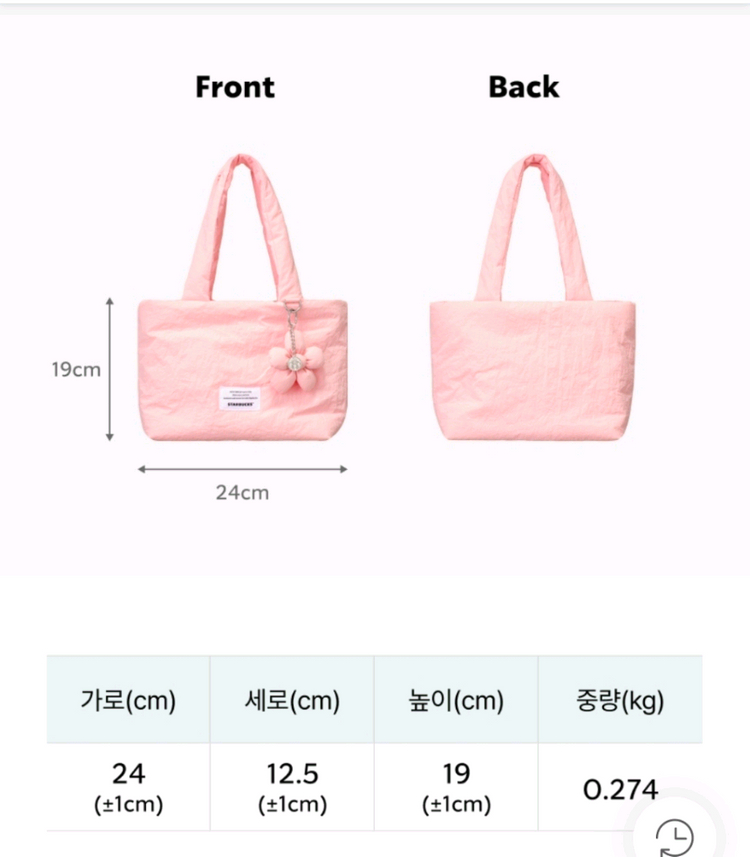 미개봉]스타벅스 체리블라썸 블루밍 핑크 나일론 백 가방 토트백 크로스백 이미지