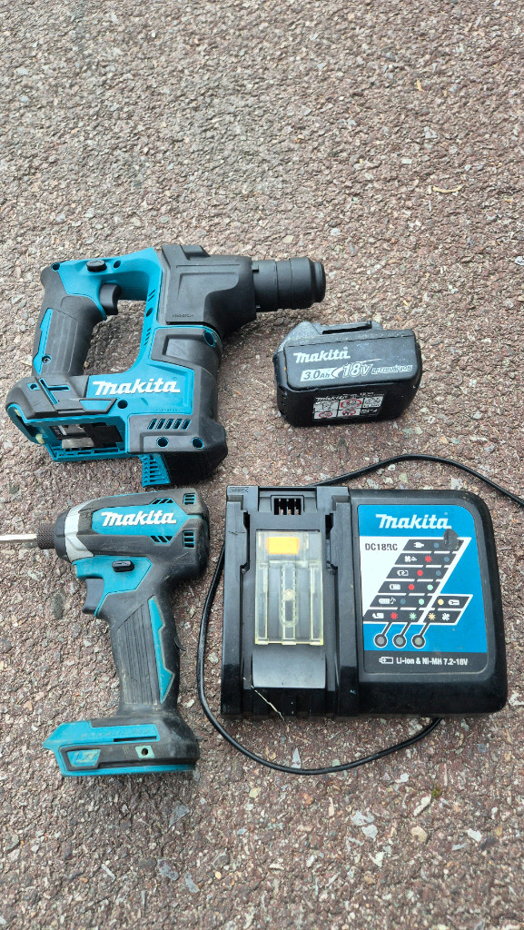 정품 마끼다 18v dhr171 함마드릴 +dtd153임팩드릴+충전기.배터리 일괄 이미지