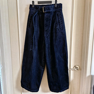 송지오 옴므 벨벳 커브 와이드 벨티드 데님 팬츠 네이비 이미지