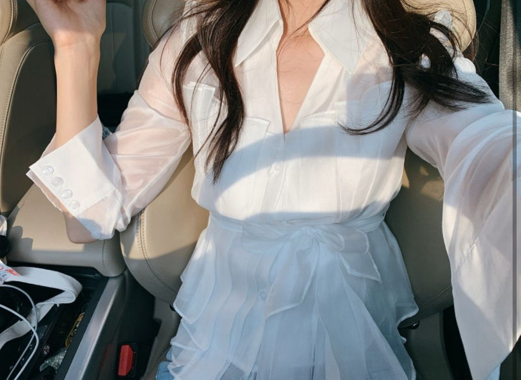 여성 오간자 화이트 블라우스 새상품 이미지