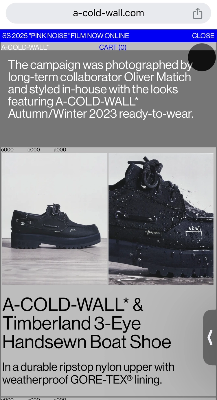 팀버랜드 X 어콜드월 3 아이 보트 슈즈 고어텍스 (Timberland x A-Cold-Wall 3-Eye) 이미지