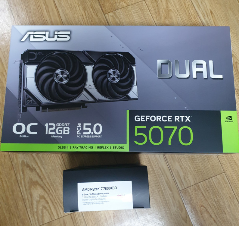 라이젠 9800X3D , 7800X3D / ASUS 5070 DUAL OC 이미지
