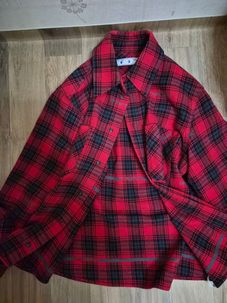 오프화이트 플란넬 체크셔츠 M 이미지