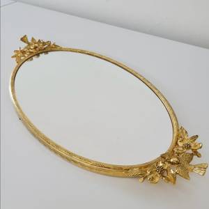 앤틱 거울 미러 트레이 matson 정품 24k 골드필드 버드 쥬얼리 향수 쉐비 미국빈티지 샵 홈카페 인테리어 소품 이미지