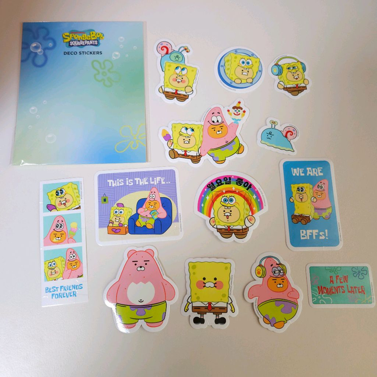 카카오 스폰지밥 춘식이 춘식 뚱이 라이언 스티커 귀여운 빈티지 데코 다꾸 다이어리 꾸미기 인테리어 소품 장식 소품 이미지