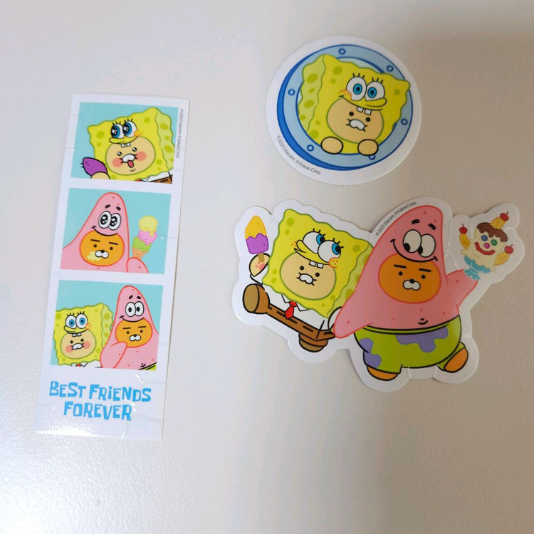 카카오 스폰지밥 춘식이 춘식 뚱이 라이언 스티커 귀여운 빈티지 데코 다꾸 다이어리 꾸미기 인테리어 소품 장식 소품 이미지