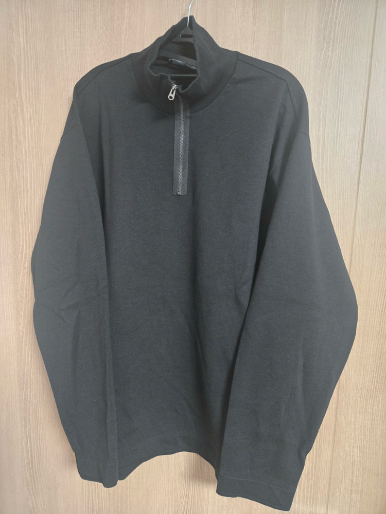 ILCORSO 블랙 세미오버핏 집업 하이넥 롱 슬리브 이미지