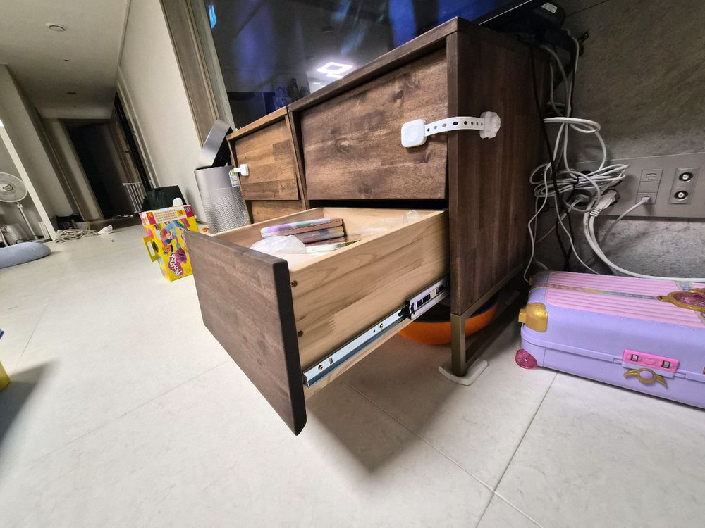 원목침대프레임 라지킹(+협탁2개) 이미지