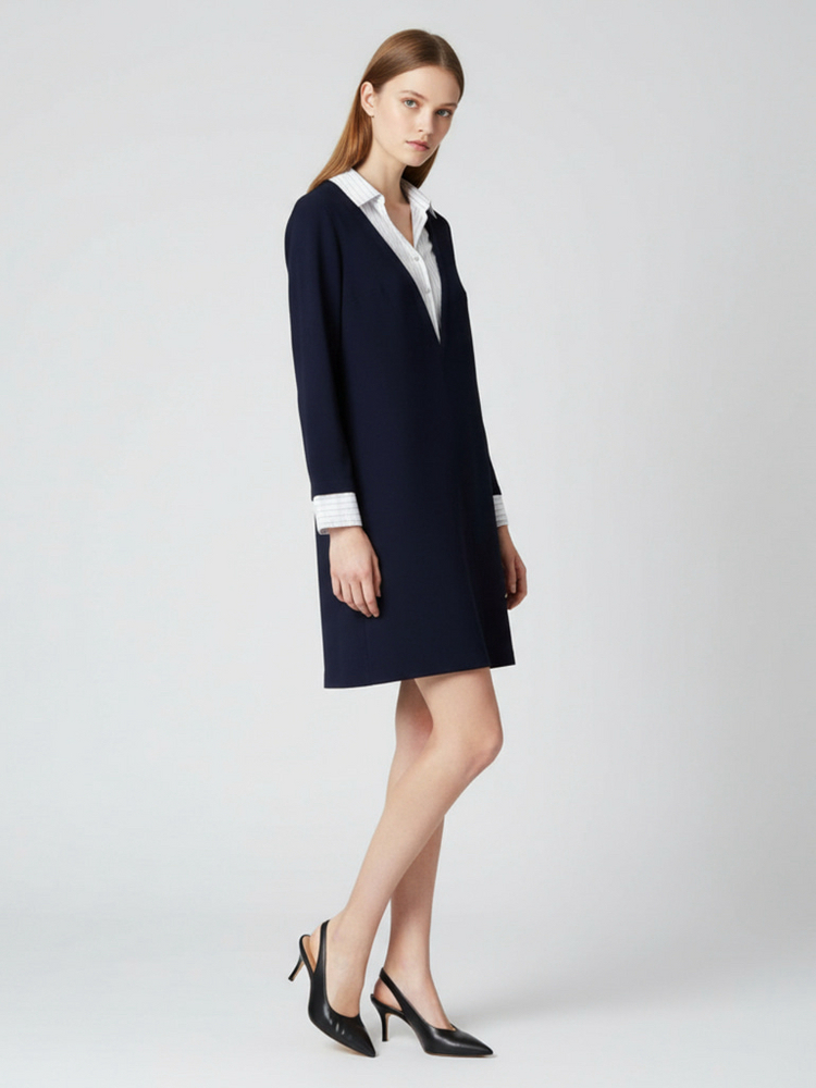 Sandro 산드로 레이어드 카라 셔츠 원피스 (38) 이미지