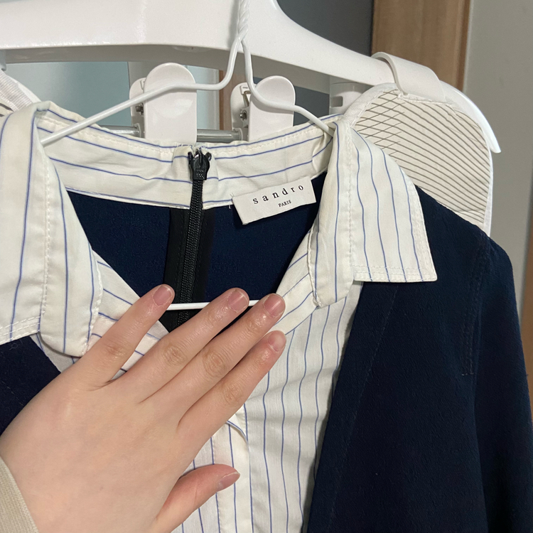 Sandro 산드로 레이어드 카라 셔츠 원피스 (38) 이미지