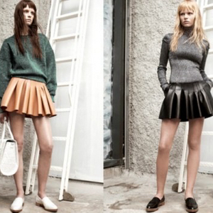 Alexander wang 알렉산더왕 화이트 레더 플리츠 미니 스커트 이미지